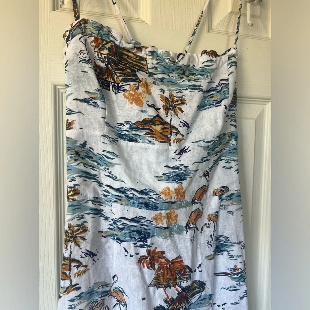 Free People Beach Party Dress, Tropical Linen Vacation Size 6 - Picture 11 of 16